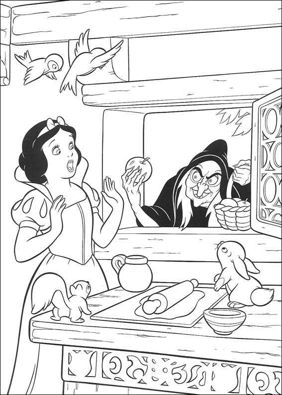 snow white coloring pages for kids. Snow White apple 2 col