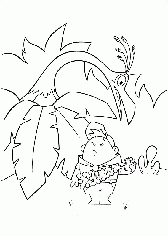 Pixar Up Russell and bird coloring page