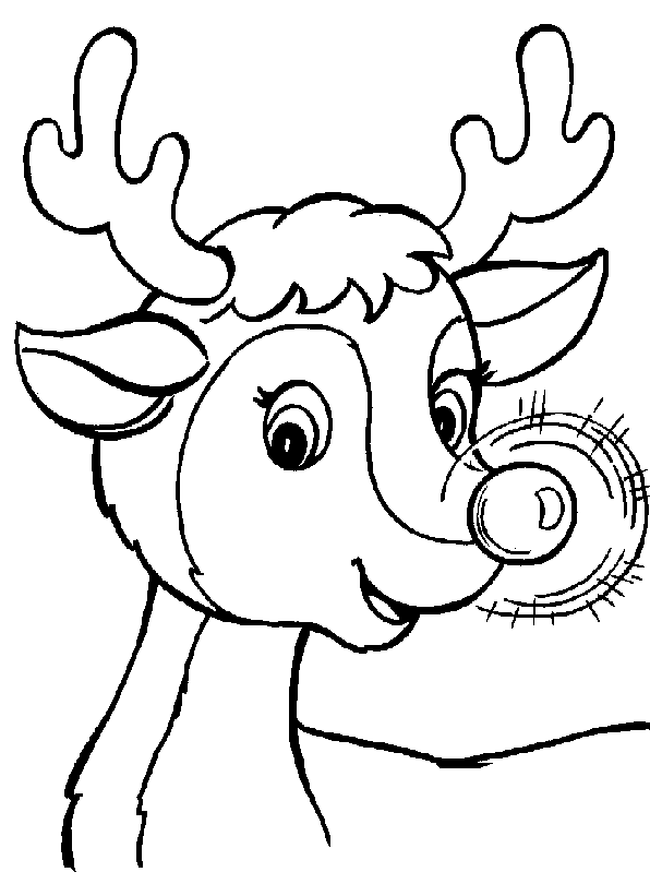 Christmas Rudolf the reindeer coloring page