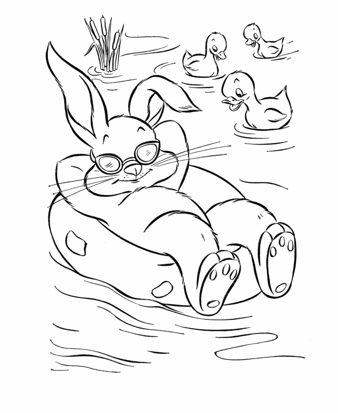 easter coloring pages easter bunny. Easter bunny with ducks