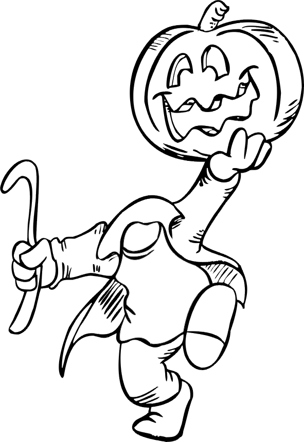 Halloween pumpkin head coloring page