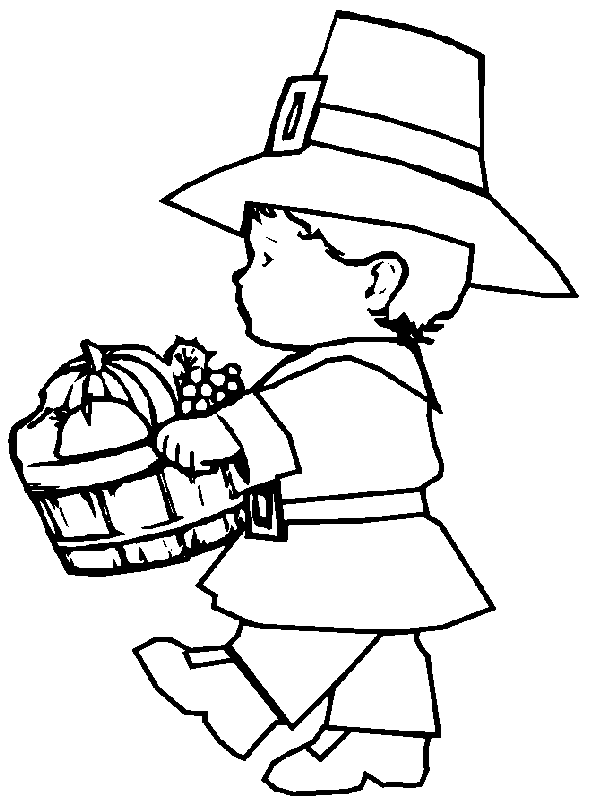Thanksgiving boy coloring page