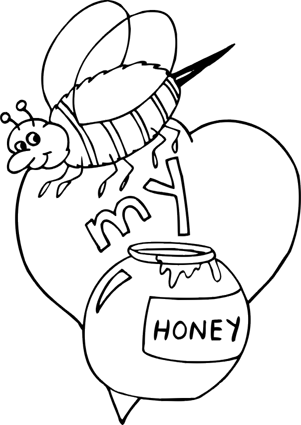 Valentine's day bee my honey coloring page
