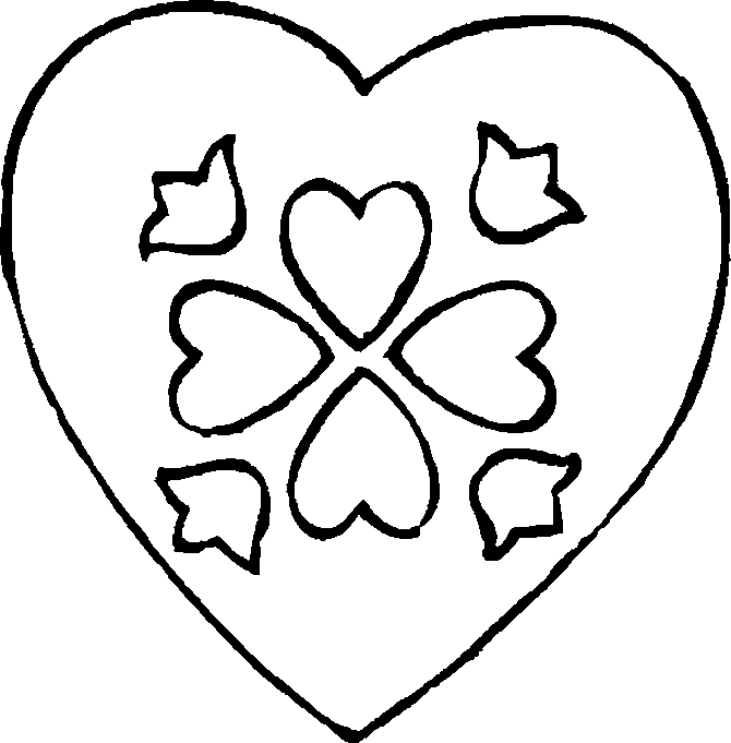 Valentine's day hearth coloring page