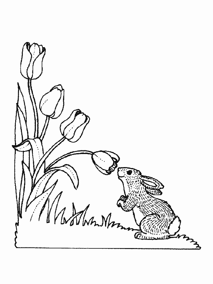 Flower with bunny coloring page