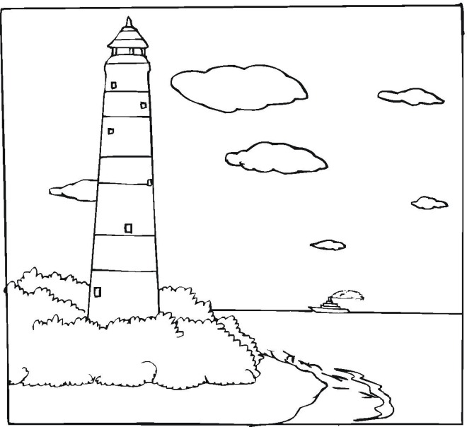 Sea lighthouse coloring page