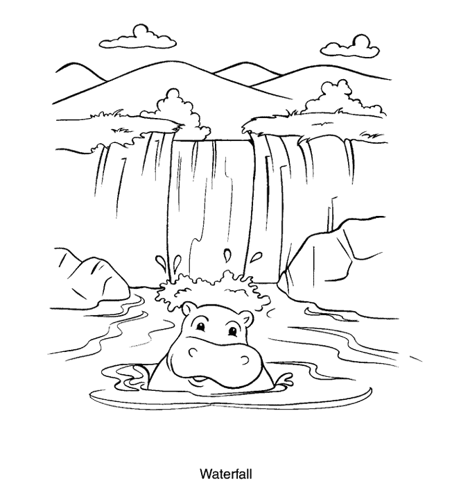 Waterfall 4 coloring page