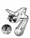 Spaceship droping off rocket coloring page