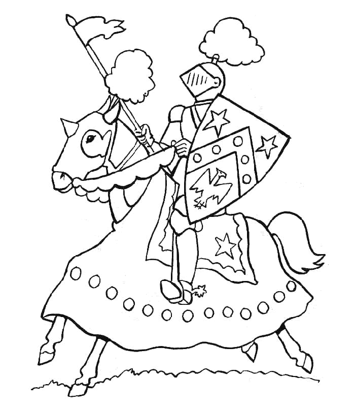 Knight on horse coloring page