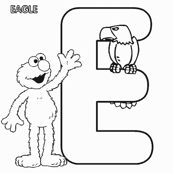 ABC letter E Eagle Sesame Street Elmo coloring page