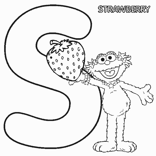 ABC letter S Strawberry Sesame Street Zoe coloring page