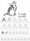 Alphabet ABC letter A Armadillo coloring page