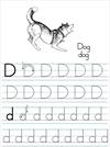 Alphabet ABC letter D Dog coloring page