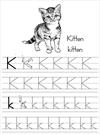 Alphabet ABC letter K Kitten coloring page