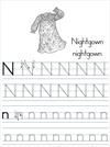 Alphabet ABC letter N Nightgown coloring page