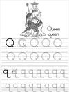 Alphabet ABC letter Q Queen coloring page