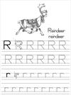 Alphabet ABC letter R Reindeer coloring page