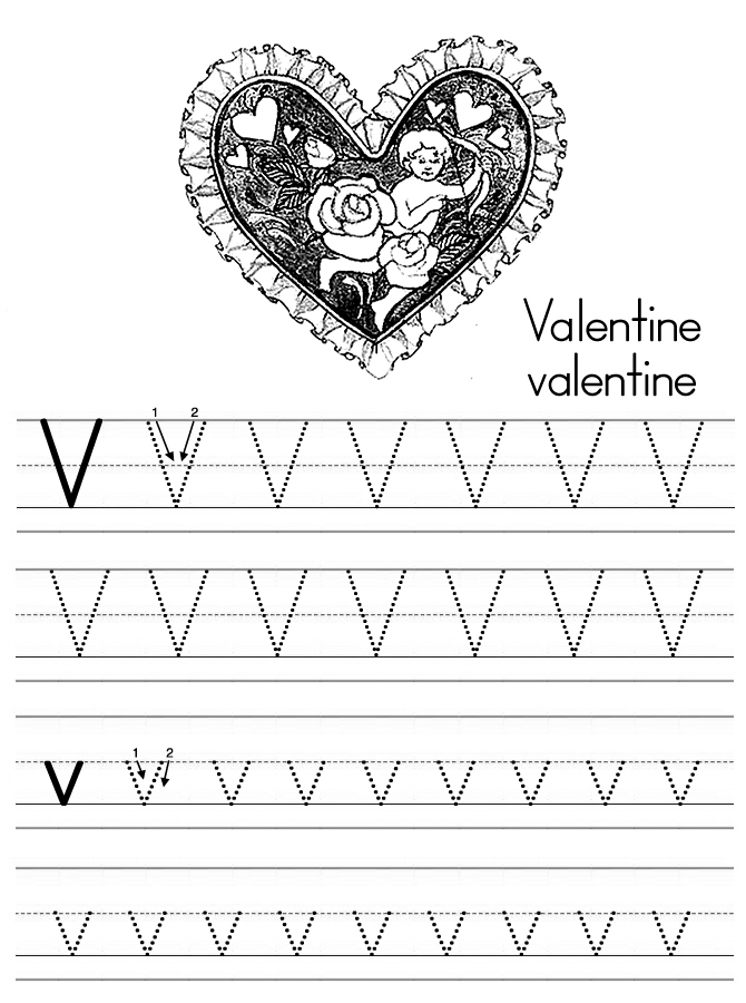 v is for valentine coloring pages - photo #6