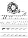 Alphabet ABC letter W Watch coloring page