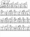 Alphabet with toy coloring page