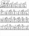 Alphabet with toy coloring page