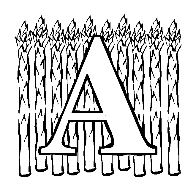 Letter A Asparagus coloring page