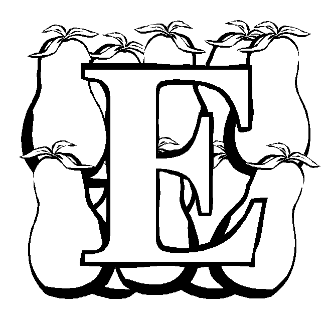 Letter E Eggplant coloring page