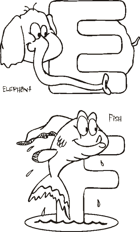 Letter E F coloring page