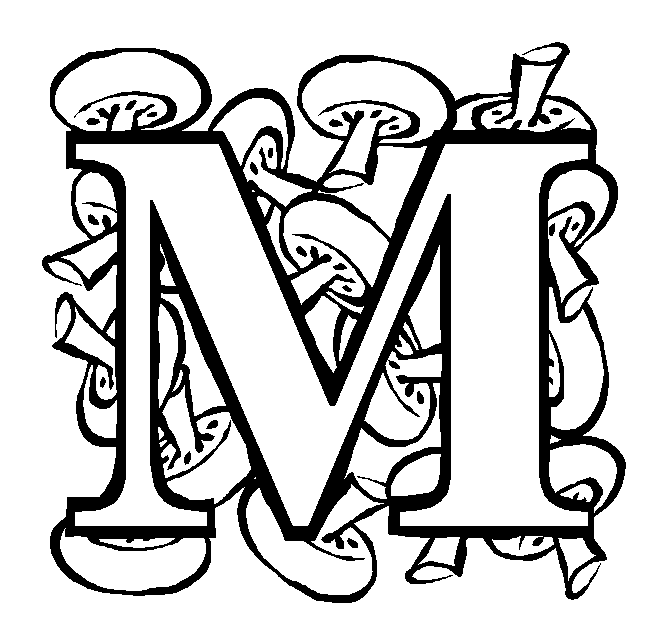 Letter M Mushroom coloring page