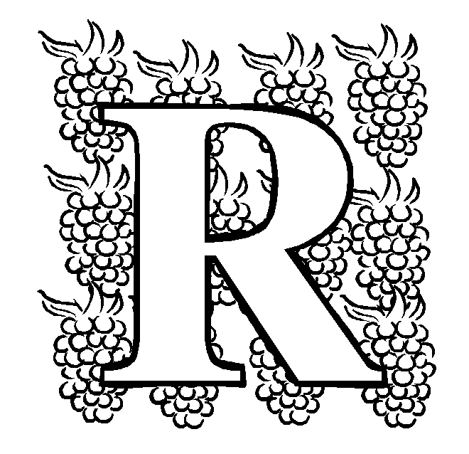 Letter R Raspberry coloring page