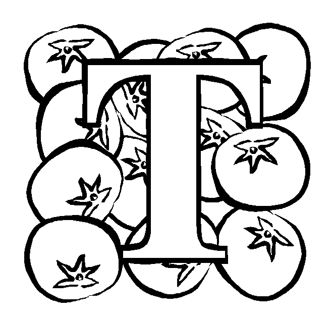 Letter T Tomato coloring page
