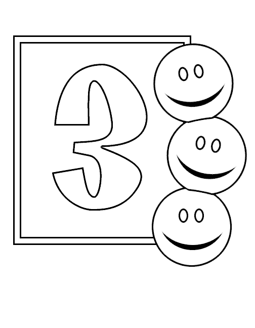 Numbers 3 coloring page