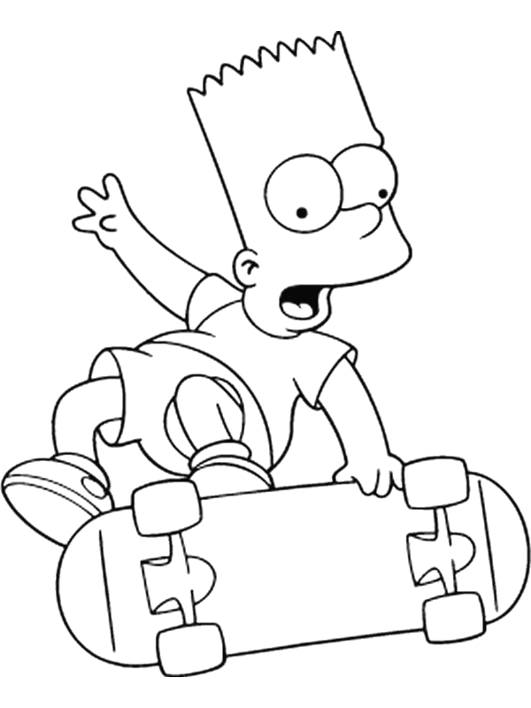 Bart skateboarding 2 coloring page