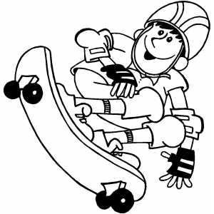 Skateboarding boy 4 coloring page