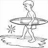 Surfing boy coloring page