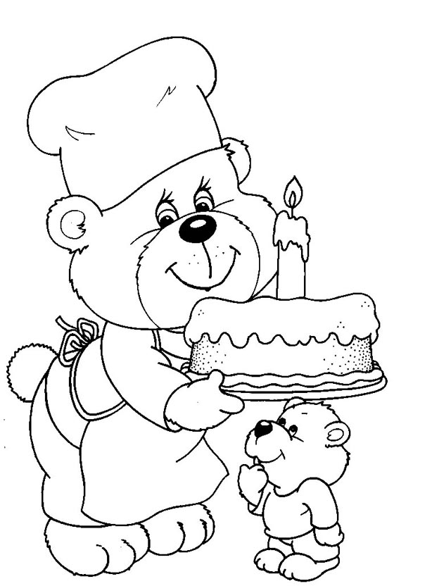 Bears birthday coloring page