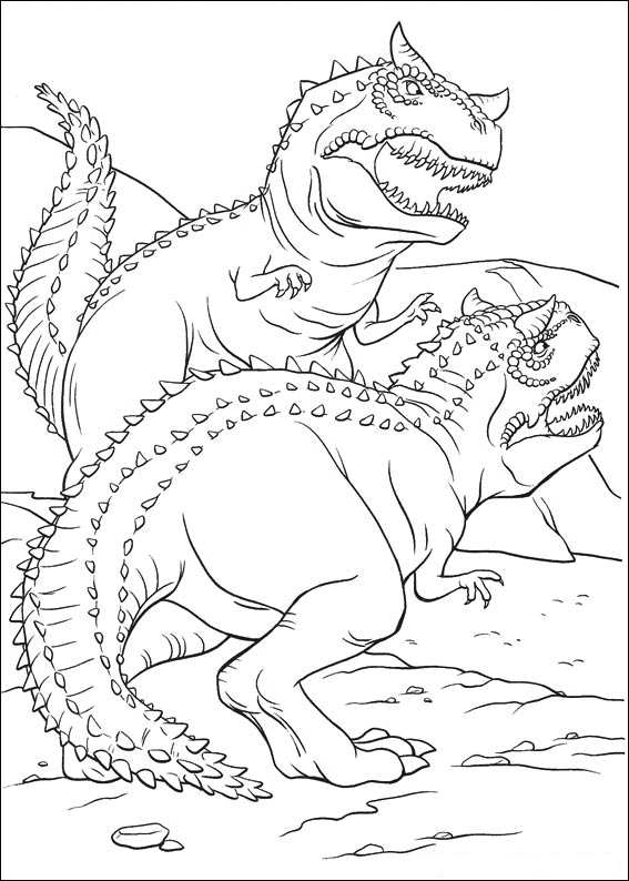 Dinosaur fighting coloring page