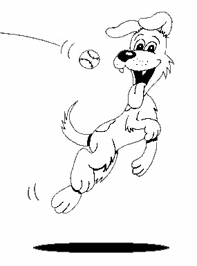Dog with ball coloring page