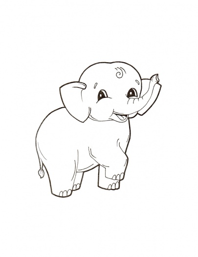 Little elephant coloring page