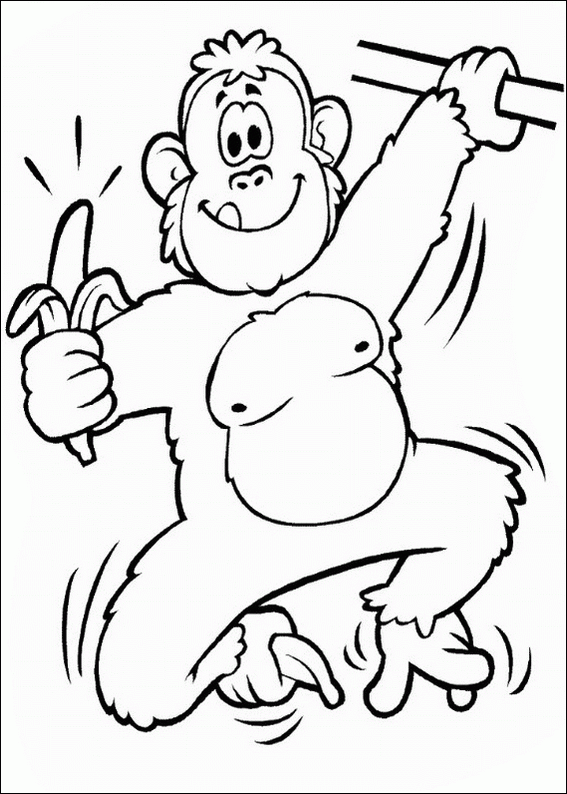 Animal monkey with banana coloring page