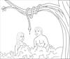 Adam and Eve and the snake coloring page