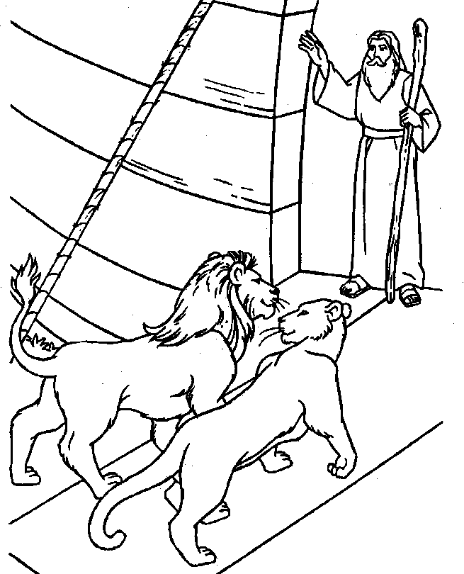 Noah with lions coloring page