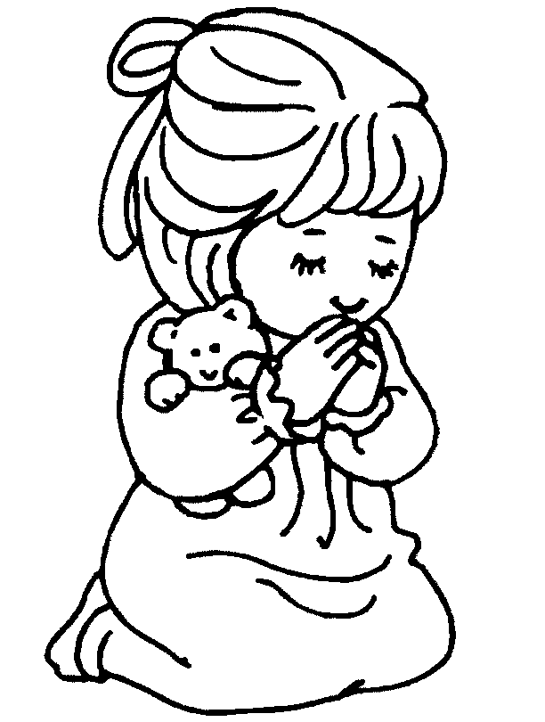 Praying girl coloring page