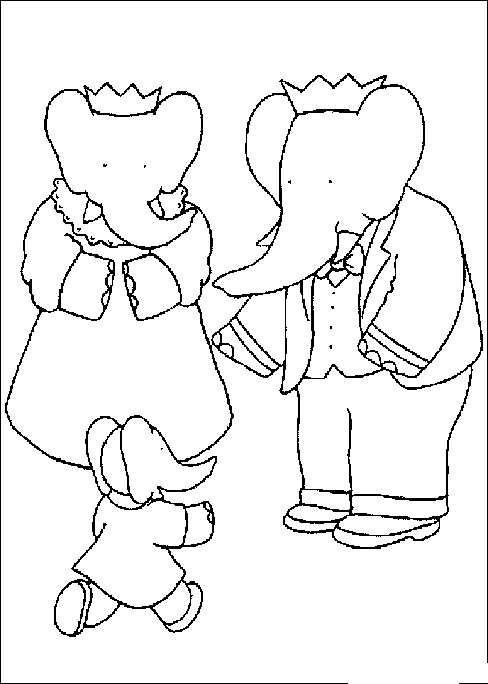 Babar family coloring page