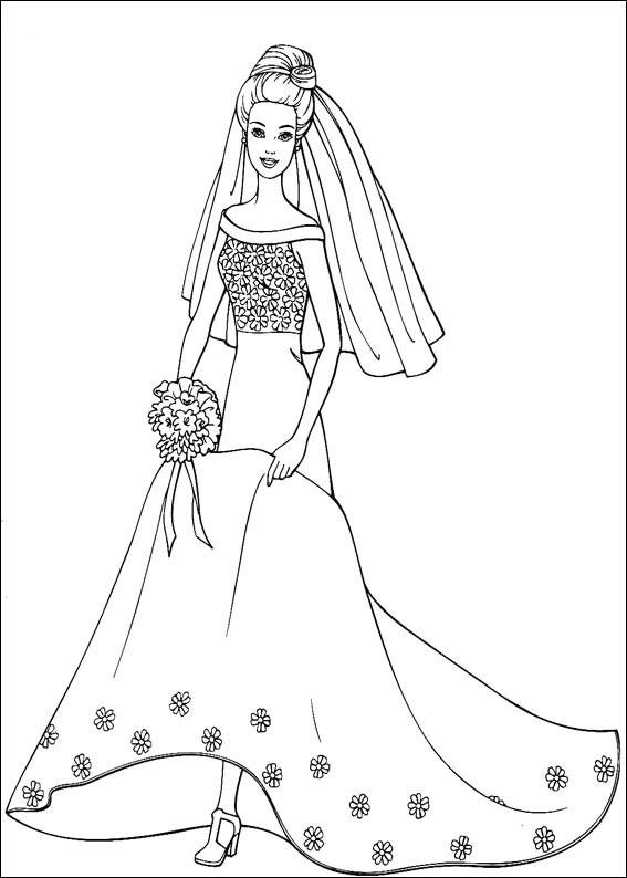 Barbie in dress 2 coloring page