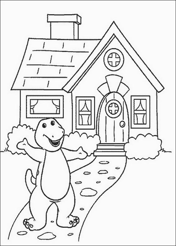 Barney house coloring page