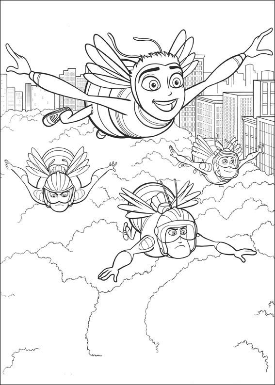 Bee Movie flying coloring page