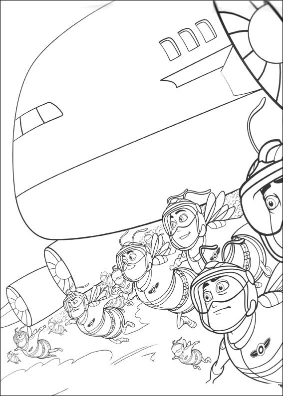 Bee Movie with airplane coloring page