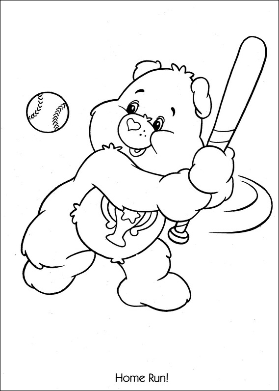 Care Bears baseball home run coloring page