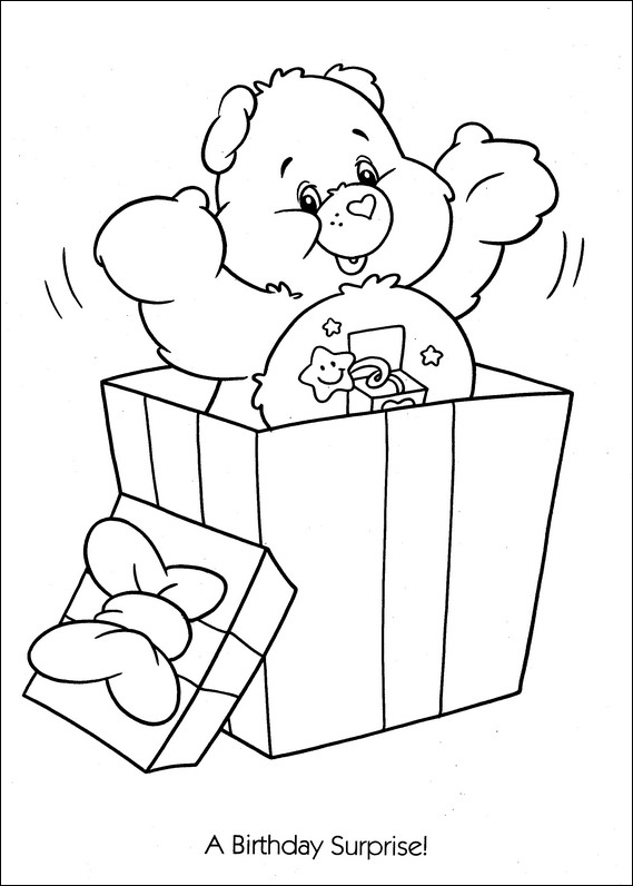 Care Bears birthday surprise coloring page